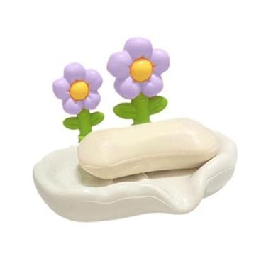 Imagem de Mingzhe SUPORTE DE PRATO DE DRENAGEM BONITO CAIXA BANHEIRO SUPORTE DRENAGEM AUTOMÁTICA PARA ORGANIZAÇÃO LIMPA (Roxa)