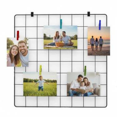 Imagem de Painel de Fotos Memory Board 40x40cm Preto Quadro de Recados Porta Ret