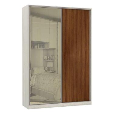 Imagem de Guarda-Roupa Solteiro Luciane 2 Portas 3 Gavetas Prime Plus 159 Cm Com Espelho Reflecta