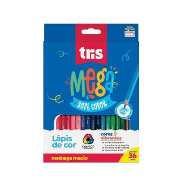 Imagem de Lápis de Cor Tris MEGA  36 Cores Vibrantes  Corpo Triangular  Traço Ma