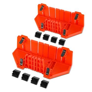 Imagem de DNA MOTORING 2 peças de caixa de serra de esquadria e 8 braçadeiras de plástico para bloco de esquadria, serra de poda, ângulos de corte de madeira, ferramenta de hardware de serra manual com grampo