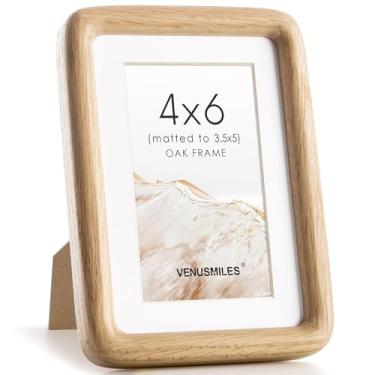 Imagem de Venusmiles Porta-retrato de 10 x 15 cm, moldura de madeira de carvalho natural com vidro temperado, moldura de madeira de 10 x 15 cm feita à mão, com canto arredondado, 10 x 15 cm, fosco para exibição