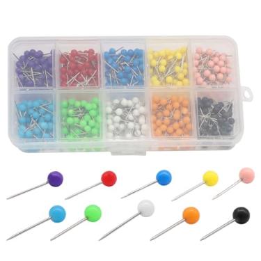 Imagem de Zorfeter 600 peças de pinos coloridos, tachinhas de mapa de pinos redondos coloridos, sortidas 10 cores, pequenos pinos de marcação de cabeça redonda para quadro de avisos/artesanato em tecido, faça