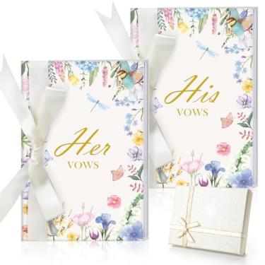 Imagem de OBUSATT 2 peças de livros de votos de casamento para ele e ela colorido floral cerimônia voto conjunto de livros de votos de casamento essenciais cerimônia dele e dela lembrancinhas de presente para