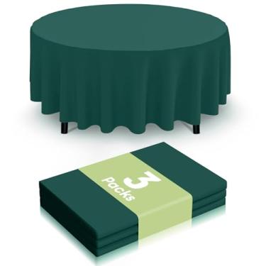 Imagem de Smiry Toalha de mesa descartável, pacote com 3, toalha de mesa redonda impermeável de 213 cm, capas de mesa redondas decorativas para festa, aniversário, piquenique, Natal verde