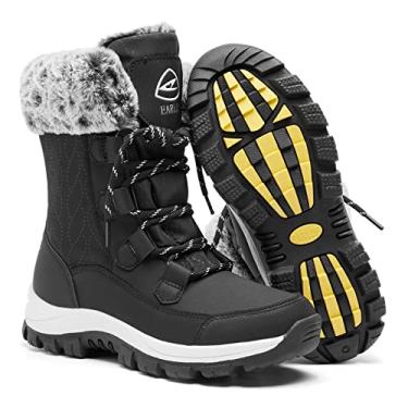 Imagem de Bota de neve feminina com cadarço à prova d'água até o meio da panturrilha para uso ao ar livre no inverno, Black1, 6.5