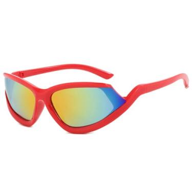 Imagem de Óculos de Sol Degradê Feminino Punk Masculino para Esportes ao Ar Livre, Corrida e Ciclismo, Vermelho