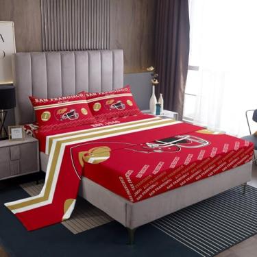 Imagem de Feelyou Jogo de lençol Queen de futebol americano, cidade de futebol americano, com bolso profundo, respirável, macio, leve e microfibra