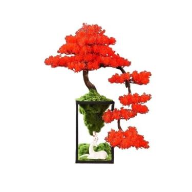 Imagem de Bonsai artificial para chão de árvore de bonsai artificial com moldura de ferro, ornamentos de planta de cipreste falso para sala de estar, entrada, armário de TV, decoração de escritório em casa