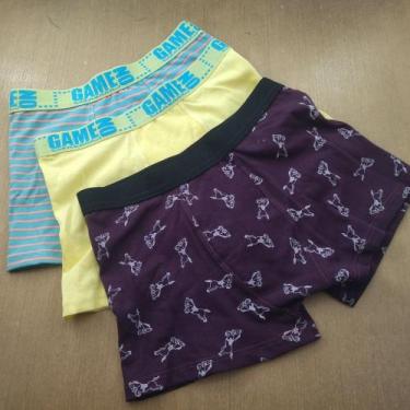 Imagem de Kit 3 Cueca Boxer Infantil em Malha Cor:Cores VariadasTamanho:G - Tern