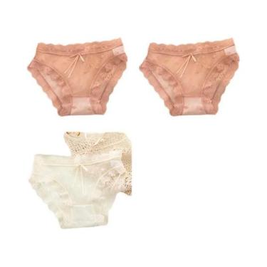 Imagem de Calcinhas De Renda De Algodão Para Meninas Jovens 3PCS Com Laço Sexy L