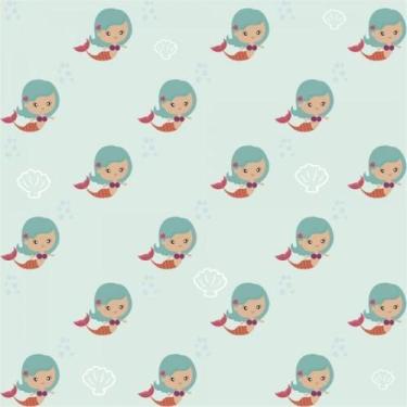 Imagem de Papel De Parede Infantil Sereia Menina - Drop de Casa
