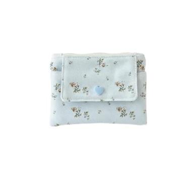 Imagem de Carteira feminina com suporte de cartão de camada dupla, porta-moedas de grande capacidade, organizador multifuncional de identidade e cartão bancário, Azul, Cosmetic_case