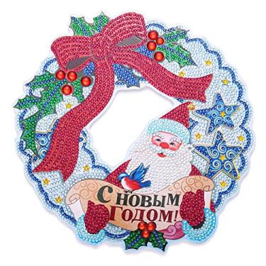 Imagem de Conjunto de Adornos Guirlanda Redonda DIY Wreath Pintura Diamante 5D para Decoração Janela Parede e Porta Adultos Crianças