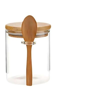 Imagem de Pote de Vidro com Tampa e Colher de Bambu, 690ml Cilíndrico ou 500ml Oval Vidro Super Resistente - Premium MBB Shop Mix (950ml)