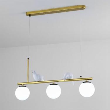 Imagem de Lustres de vidro modernos, lustre linear criativo com globo de vidro branco, lustre de teto para interiores, iluminação para sala de jantar, sala de estar, quarto, escritório, cozinha ou ilh