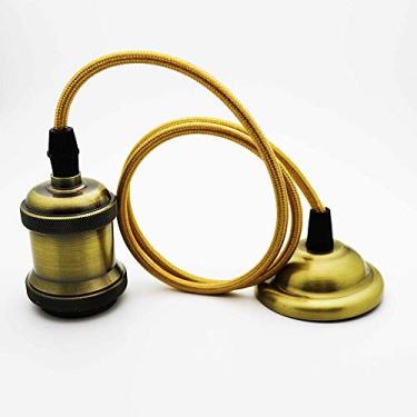 Imagem de Luminária pendente de metal, estilo moderno retrô industrial, com base E27, ideal para lustres, luminárias de teto para lofts, bares, cozinhas, salas de jantar e restaurantes.