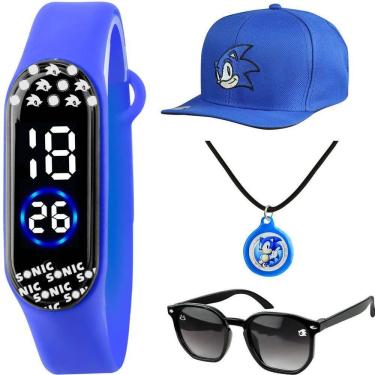 Imagem de Relógio Digital Infantil + Colar + Óculos Proteção Uv + Boné