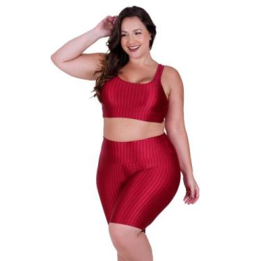 Imagem de Conjunto Fitness Plus Size Top Bojo Removível e Bermuda Cintura Alta 3