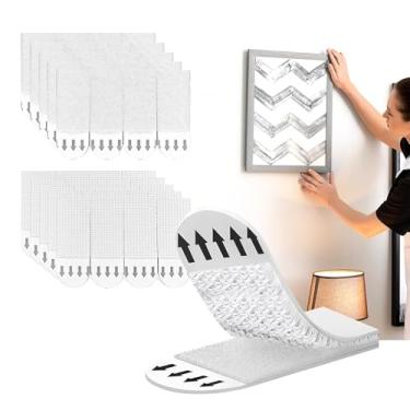 Imagem de 12 pares de 24 tiras grandes para pendurar fotos, kit de cabide sem pregos, removível sem danos, design de ganchos adesivos para o seu pôster na parede