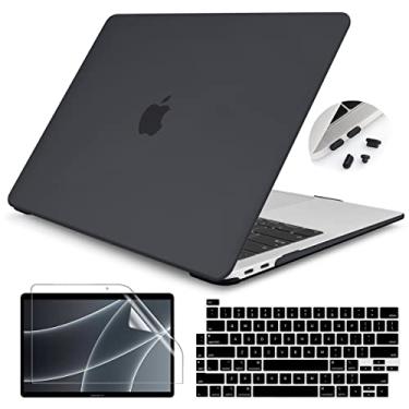 Imagem de Teryeefi Capa para MacBook Pro 13 polegadas A2338 M1 M2 A2251 A2251 A2159 A1989 A1706 (2016-2022) Capa rígida fosca e capa de teclado e protetor de tela para MacBook Pro 13 Retina com Touch ID, preta