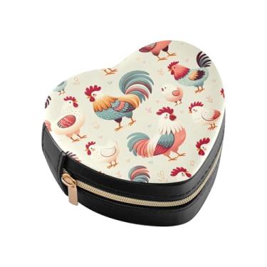 Imagem de Burbuja Caixa de joias fofas em forma de coração, mini estojo de joias de viagem para mulheres e meninas, estojo portátil organizador de armazenamento para brincos, anéis, colares e pulseiras