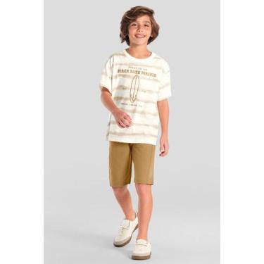 Imagem de Conjunto infantil menino oversized de surf Brandili, Natural, 10