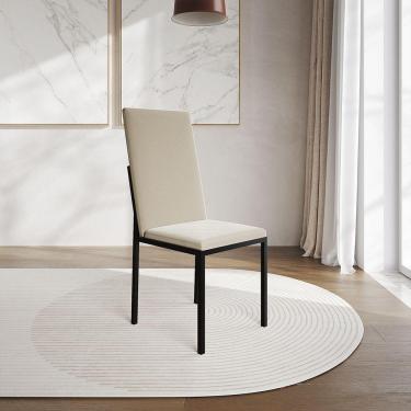 Imagem de Cadeira De Jantar Estofada Mônaco Premium Bege - Cor: Preto