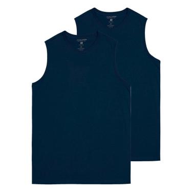Imagem de Kit com 2 Camisetas Masculina Regata Malwee 1000004421 Azul Marinho-Masculino