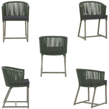 Imagem de Cadeira De Jantar Noronha Alumínio Preta E11 Trama Original Verde