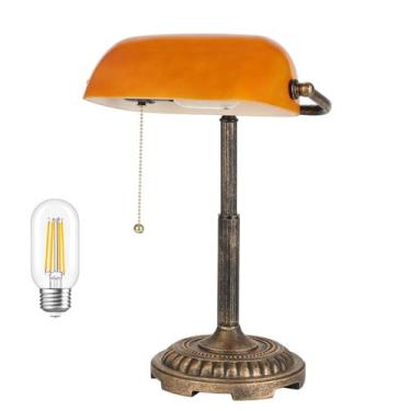 Imagem de Candeeiro de mesa NISSAFORS Bankers Amber Vintage com lâmpada LED 6W
