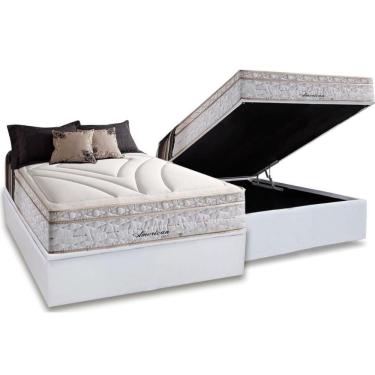 Imagem de Cama Box Baú Casal: Colchão Molas Herval Maxspring American + Base Crc Courano White(138x188)