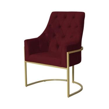 Imagem de Poltrona Decorativa Vick Suede Marsala Base Dourada Ms Decor - Mansão 