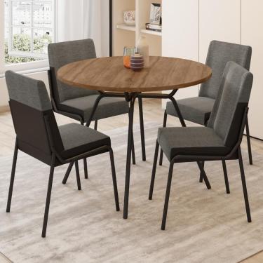 Imagem de Conjunto Sala De Jantar 4 Cadeiras Verona Carraro Freijó Grafite Preto