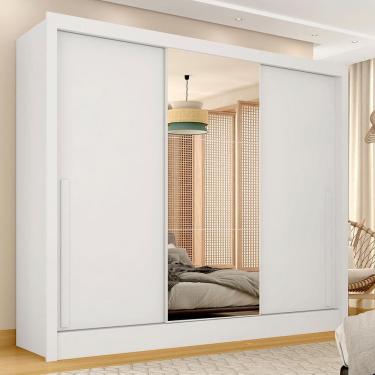 Imagem de Guarda Roupa Casal 3 Portas De Correr 1,80m Isabela Glass Branco - M.a