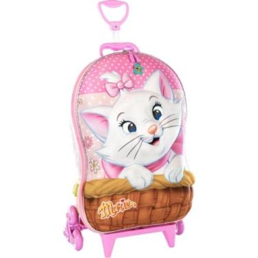 Imagem de Mala Infantil Gatinha Marie 3D Com Rodinhas - Rosa - Max Toy