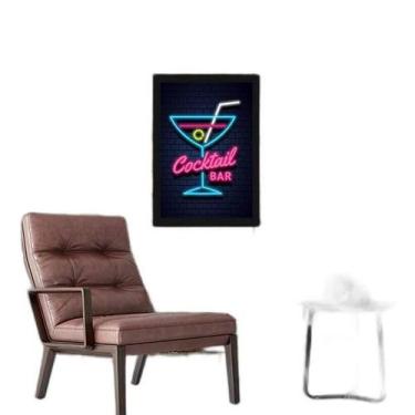 Imagem de Quadro Copo Cocktail Bar Simulando Neon- 45X34Cm - Quadros On-Line