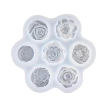 Imagem de Molde De Silicone Rosa Peônia Com 7 Cavidades Para Flores 3D, Velas, S