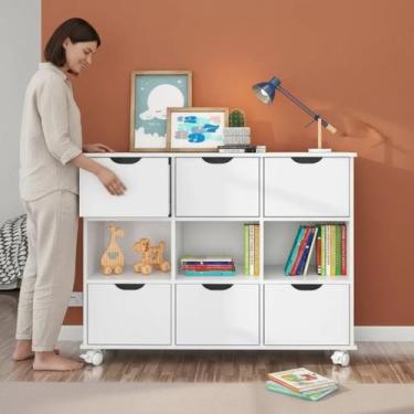 Imagem de Nicho Organizador com Rodinhas Portland Branco com Gavetas - Casa H