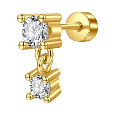 Imagem de Conjunto De Brincos De Cartilagem Dourados 16G Em Aço Inoxidável Com Z