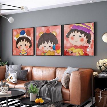 Imagem de Tela de pintura de parede 3 painéis Chibi Maruko-chan 40x40cm