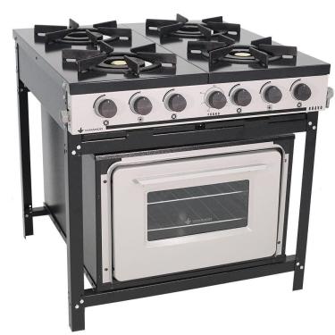 Imagem de Fogão Industrial Venâncio Bravo A Gás 4 Bocas Com Forno Cinza Esmaltado Br4bf