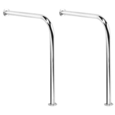 Imagem de Kit 2 Barras De Apoio Em L 60x50 Para Vaso Sanitário De Alumínio - AD 