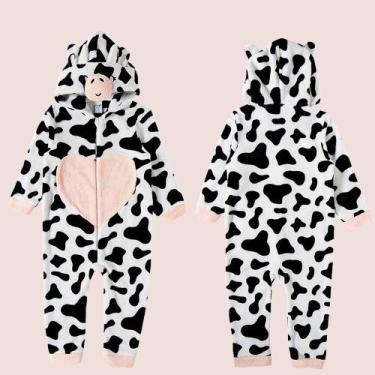 Imagem de Pijama Tiptop Infantil Peludinho Bichinho Inverno Com Capuz, Branco, 4