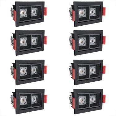 Imagem de Kit 8 Spot Embutir Mini Duplo Led Downlight 3000K Sala Bet56 - Acende 