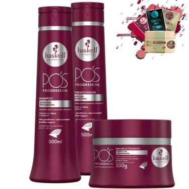 Imagem de Kit Haskell Pos Progressiva Shampoo e Cond 500ml Másc 300gr