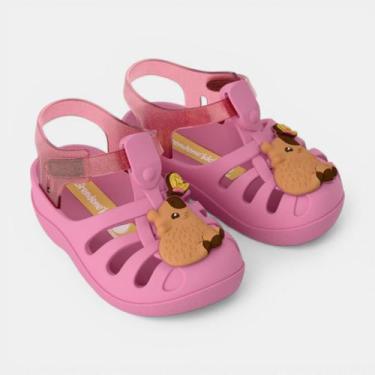 Imagem de Babuche Grendene Kids Lumy Infantil Capivara Rosa, Rosa, Rosa transpar