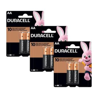 Imagem de kit de 3 cartelas de Pilhas Duracell AA com 2 unidades