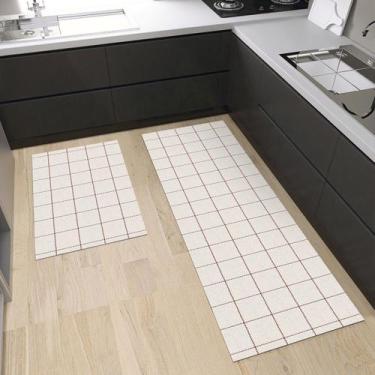 Imagem de Tapete Jogo Cozinha 2 Peças Passadeira 1,30m X 0,45m Capacho 0,65m X 0