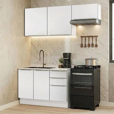 Imagem de Armário de Cozinha Compacta 180 cm Branco/Branco Veludo Lux Madesa 03